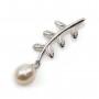 Pendant-holder leaf 25mm 925 silver for half-drilled pearl x 1pc