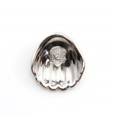 Cierre de concha, para perla semiperforada, plata 925 rodiada, 15.8mm x 1pc