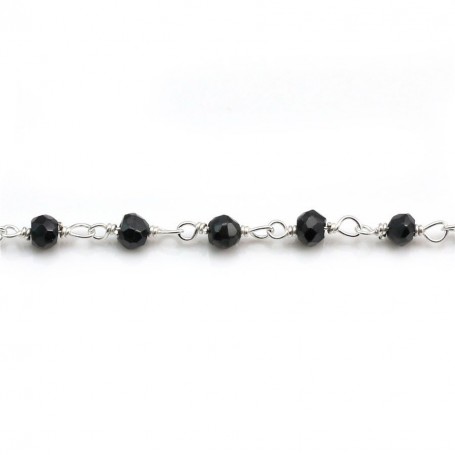 Silver Chain with Black Spinelle of 3-4mm x 20cm 