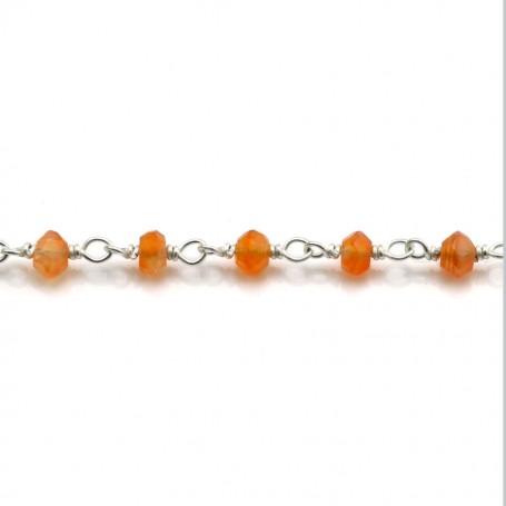 Silver Chain Carnelian with of 3-4mm x 20cm 