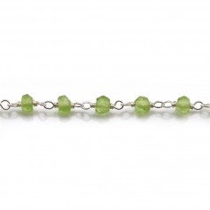 Silver Chain with Peridot in 3-4mmx 20cm