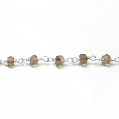 Silver chain with smoking quartz of 3-4mm x 20cm