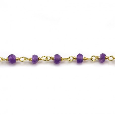 Gold Plated Silver Chain with Amethyste of 3-4mm x 20cm 