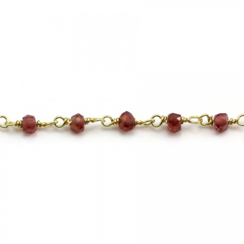 Gold Plated Silver Chain with Garnet of 3-4mm x 20cm 