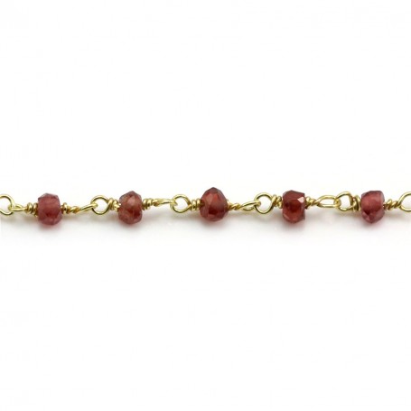 Gold Plated Silver Chain with Garnet of 3-4mm x 20cm 