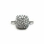 Rhodium 925 silver rings, flower, 18mm for half-drilled pearls x 1pc