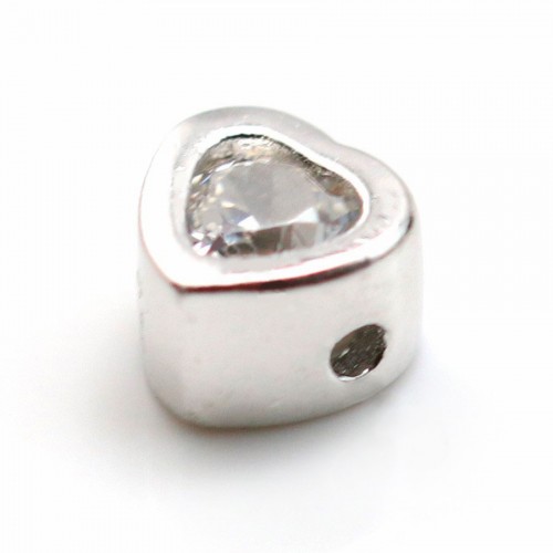 Argento 925 e inserto a cuore in zirconio 4 mm x 1 pz