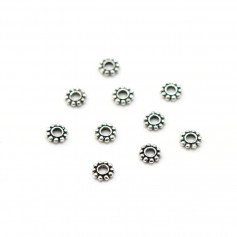 925 Sterling Silver Flower Bead 4,5mm x 10pcs
