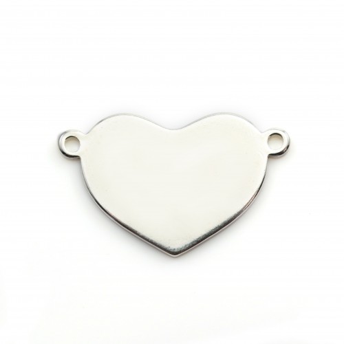 925 Sterling Silver Heart Insert, 10x16mm x 1pc