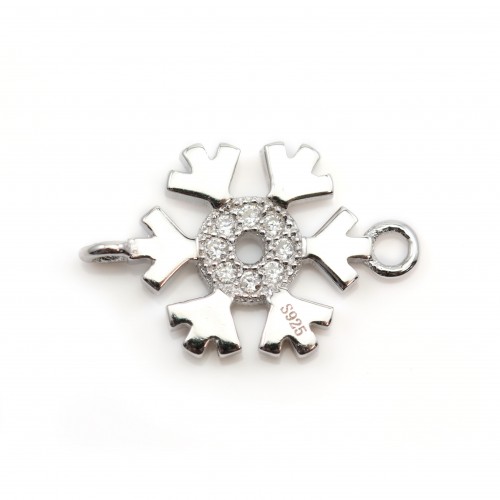 925 sterling silver charm flower & zirconium 8*13mm x1pc