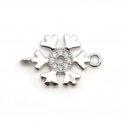 925 sterling silver spacer flower & zirconium 9x15mm x1pc