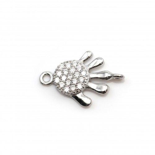 925 sterling silver spacer hand with zirconium 10x15mm x 1pc