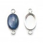 Intercalary oval support for cabochon ,sterling silver 925, 10X14mm x 1pc