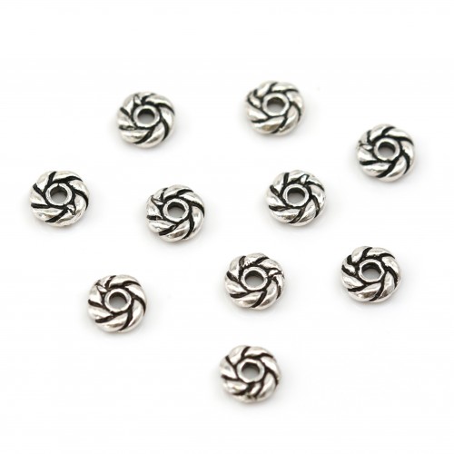 925 sterling silver spacer shaped flower 4.80mm x5pcs