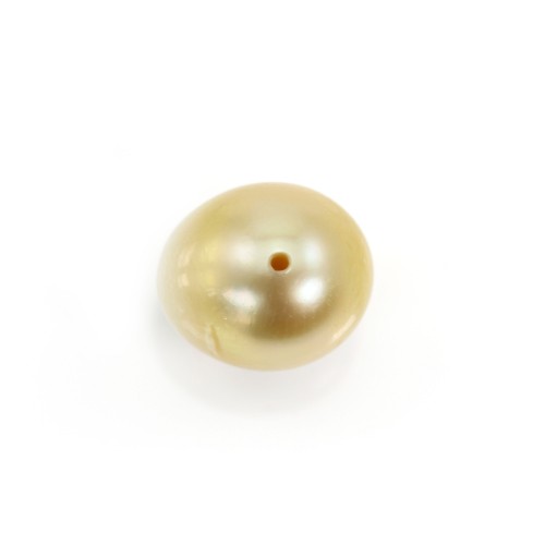 Perle des mers du Sud, entièrement percée, champagne, ovale, 10-10.5mm x 1pc
