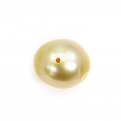 Perle d'Australie, entièrement percée, champagne, ovale, 10.5-11mm x 1pc