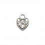 925 sterling silver charm heart & zirconium 8x14mm x1pc