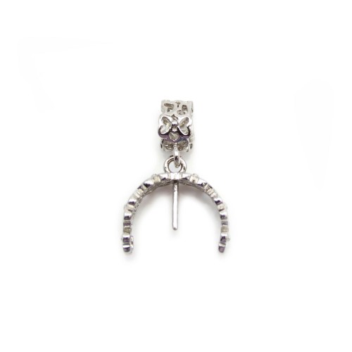 Pendant in sterling silver 925, 13x19mm, for half-drilled pearl x 1pc