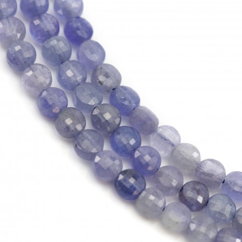 Tanzanite, in faceted round and flat shape, 4mm x 39cm