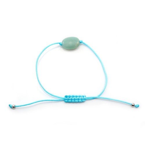 Oval Amazonite Bracelet 10x14mm - Adjustable Cord x 1pc