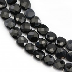 Onyx noir, carré facetté, 6mm x 39cm