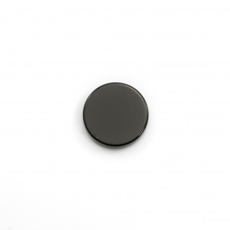 Cabochon Onyx noir, rond plat 14mm x1pc