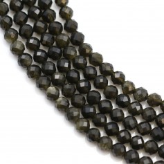 Round faceted black obsidian 3mm x 39cm