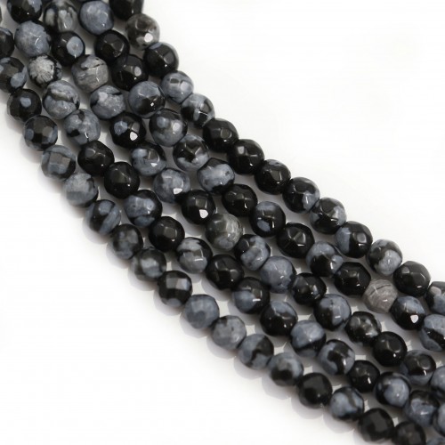 faceted round snowflake obsidian 2mm x 40cm