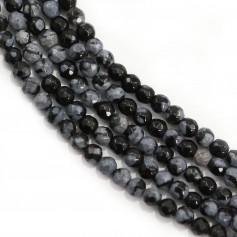 faceted round snowflake obsidian 2mm x 39cm