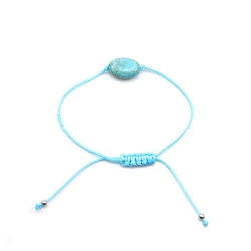 Oval Reconstituted Turquoise Bracelet - Adjustable Cord x 1pc