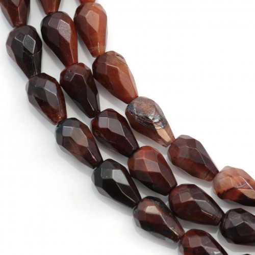 Red tiger eye stone faceted drop 5*8mm x 40cm