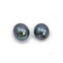 Perle de culture d'eau douce bleu foncé, half-percée, ovale 4-4.5mm x 2pcs