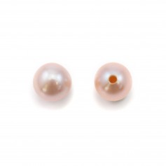 Perlas cultivadas de agua dulce, semiperforadas, moradas, redondas, 4-4.5mm x 2pcs