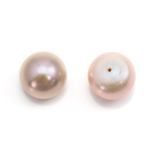 Perles de culture d'eau douce, semi-percée, mauve, bouton, 10.5-11mm x 2pcs
