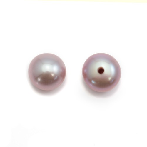 Perle de culture d'eau douce half-percée, blanche, bouton, 6-6.5mm x 4pcs