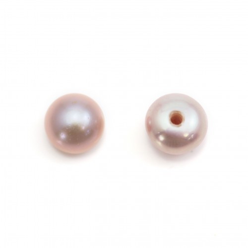 Perlas cultivadas de agua dulce, semiperforadas, púrpura, botón, 4-4.5mm x 4pcs