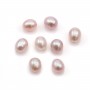 Perles de culture d'eau douce, semi-percée, mauve, ovale, 4-4.5mm x 2pcs