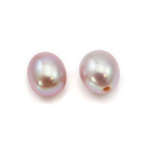 Perle coltivate d'acqua dolce, semi-perforate, viola, ovali, 4-4,5 mm x 2 pz