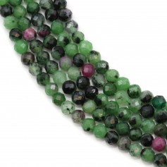 Ruby zoisite, in round faceted shape, 3mm x 39cm