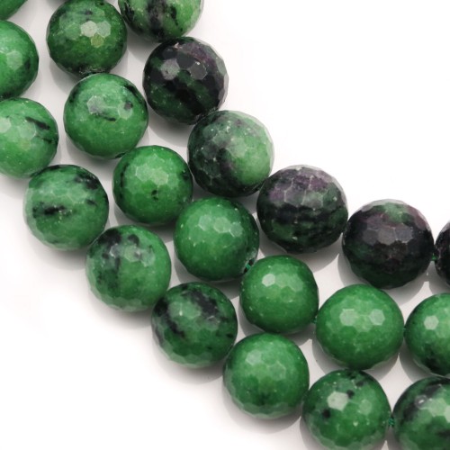 Ruby Zoisite Faceted Round 14mm x 40cm