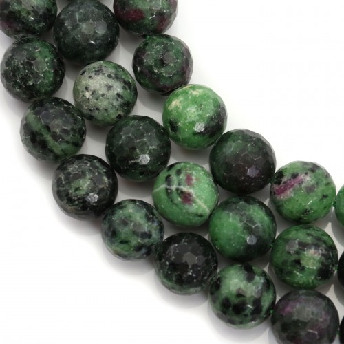 Ruby Zoisite Faceted Round 12mm X 40cm