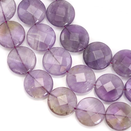 Clear Amethyst Faceted Flat Round 20mm x 40cm