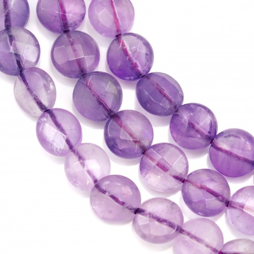 Clear amethyst faceted flat round 8mm x 40cm