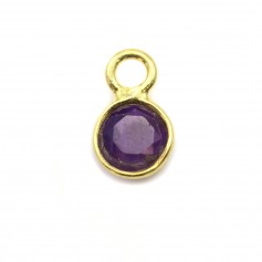 Round faceted amethyst set in 925 sterling silver with gold plating 5mm x 1pc