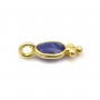 Oval sapphire on gold gilt color treated stone charm on gold gilt silver 4x11mm x 2pcs