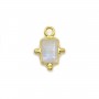 Rectangle moonstone charm on gold gilt silver 5x7mm x 1pc