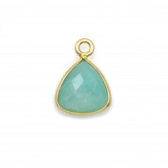 Faceted triangle Amazonite set in gold-plated silver 9mm x 1pc