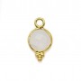 Round faceted moonstone charm on gold gilt silver 7mm x 1pc 