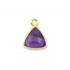 Faceted triangle amethyst set in gold-plated silver 9mm x 1pc
