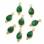 Emerald on gold gilt color treated stone charm faceted drop on silver gilt 7x15mm x 1pc